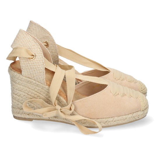 Sandalias beige con cuña para mujer, alpargatas con cuña para mujeres, de Let's Secrets, consigue tu mejor versión1A-1645-Beige