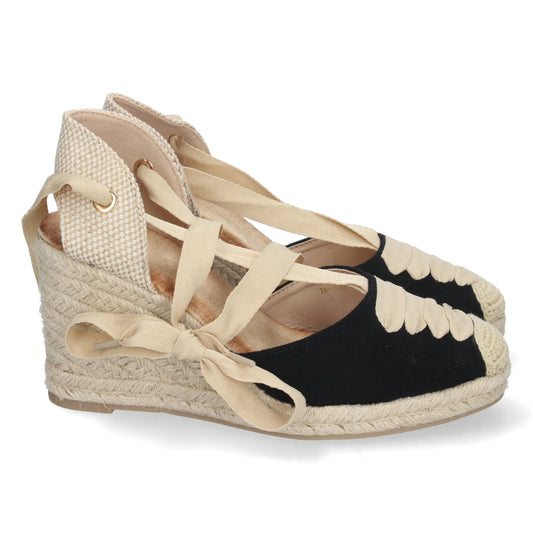 Sandalias con cuña, alpargatas con cuña, alpargatas negras, descubre los cupones de Let's Secrets1A-1645-Negro