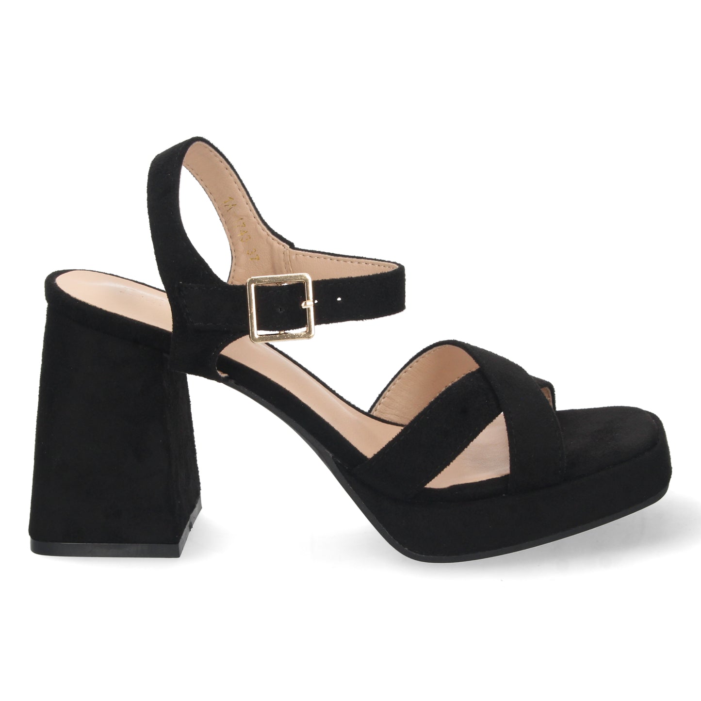 Zapatos de tacón bajo de mujer, zapatos de mujer, zapatos de tacón negros, sandalias de tacón, descubre los cupones de Let's Secrets1A-1743-Negro