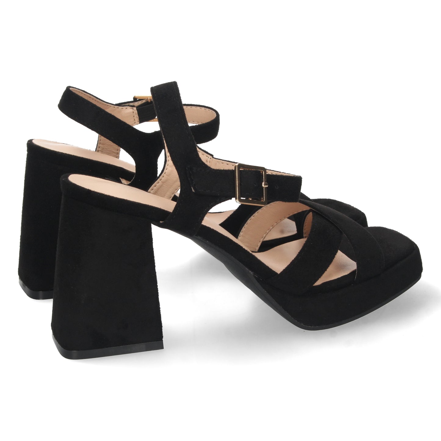 Zapatos de tacón bajo de mujer, zapatos de mujer, zapatos de tacón negros, sandalias de tacón, descubre los cupones de Let's Secrets1A-1743-Negro