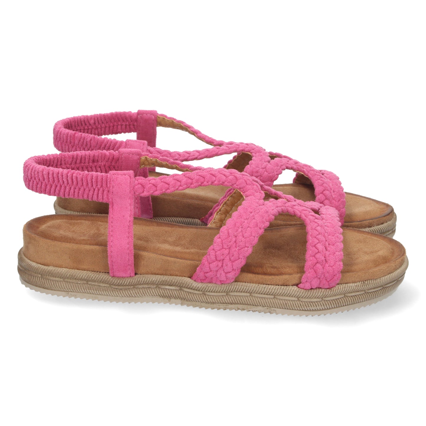 Sandalias planas cómodas, sandalias rosa, sandalias planas de color rosa, temporada verano 2023 de Let's Secrets 1AF-1207-Fucsia