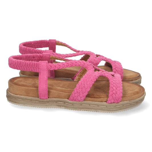 Sandalias planas cómodas, sandalias rosa, sandalias planas de color rosa, temporada verano 2023 de Let's Secrets 1AF-1207-Fucsia