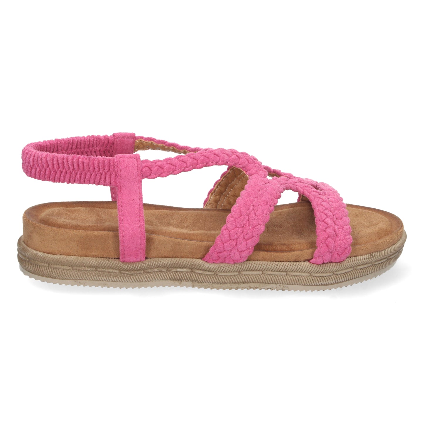 Sandalias planas cómodas, sandalias rosa, sandalias planas de color rosa, temporada verano 2023 de Let's Secrets 1AF-1207-Fucsia
