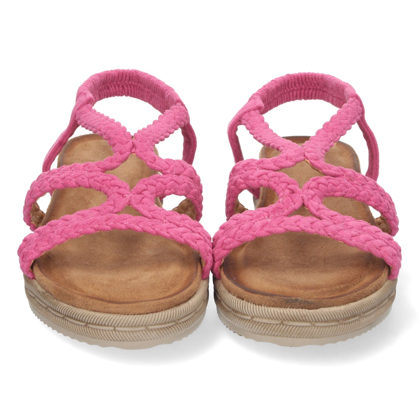 Sandalias planas cómodas, sandalias rosa, sandalias planas de color rosa, temporada verano 2023 de Let's Secrets 1AF-1207-Fucsia