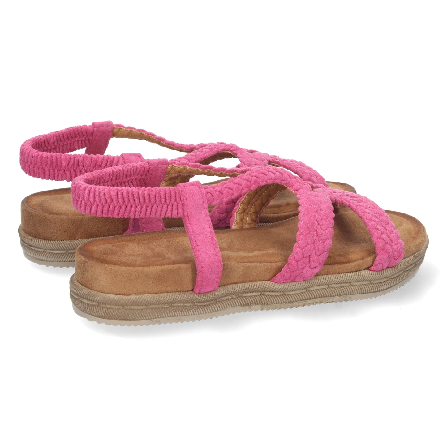 Sandalias planas cómodas, sandalias rosa, sandalias planas de color rosa, temporada verano 2023 de Let's Secrets 1AF-1207-Fucsia