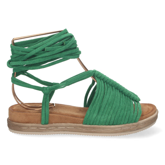 Sandalias tipo gladiador, sandalias planas, sandalias atadas planas, sandalias abiertas, alpargatas planas, esparteras planas sandalias tendencia verano 2023, descubre los cupones descuentos de Let’s Secrets AF-1666-Kaki