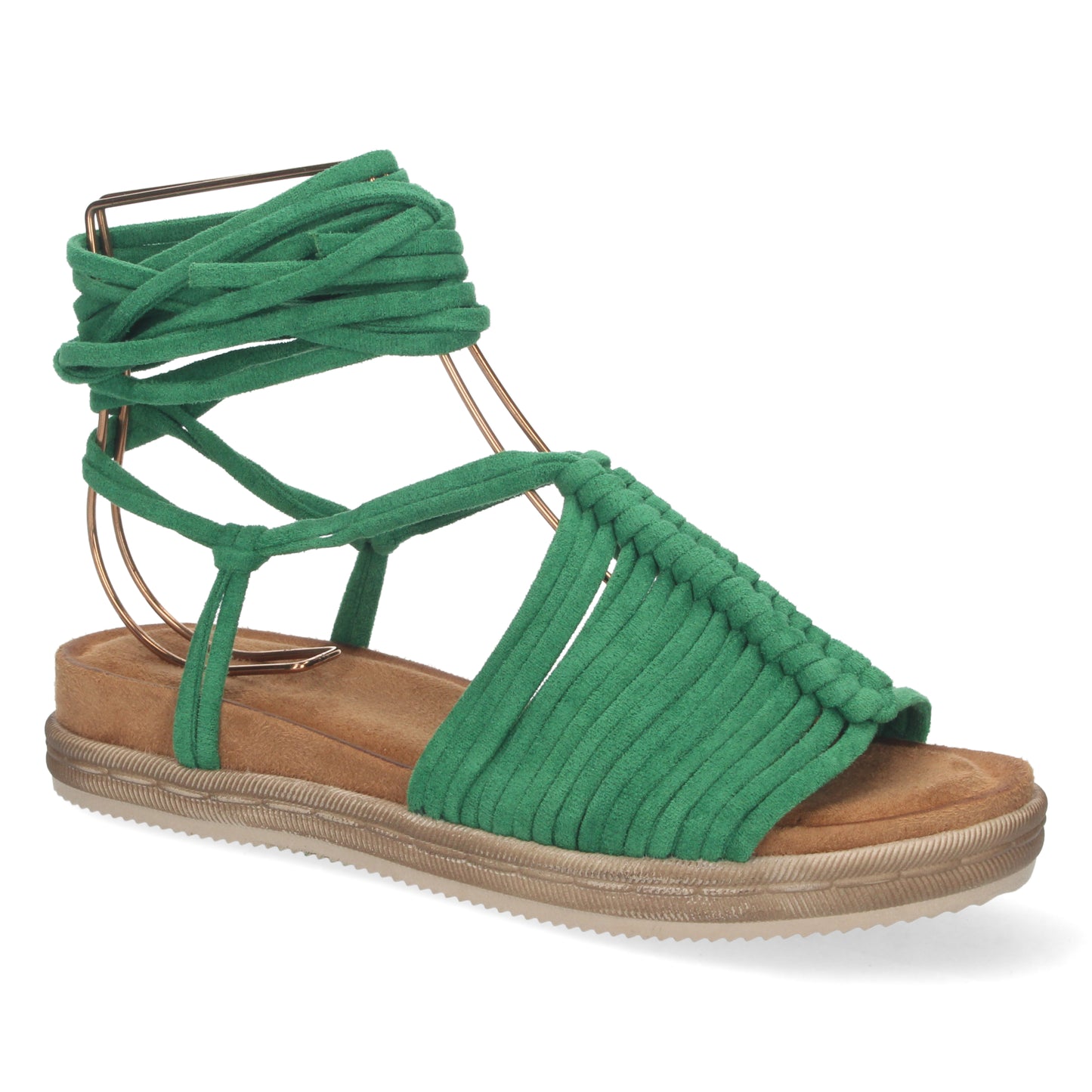 Sandalias tipo gladiador, sandalias planas, sandalias atadas planas, sandalias abiertas, alpargatas planas, esparteras planas sandalias tendencia verano 2023, descubre los cupones descuentos de Let’s Secrets AF-1666-Kaki