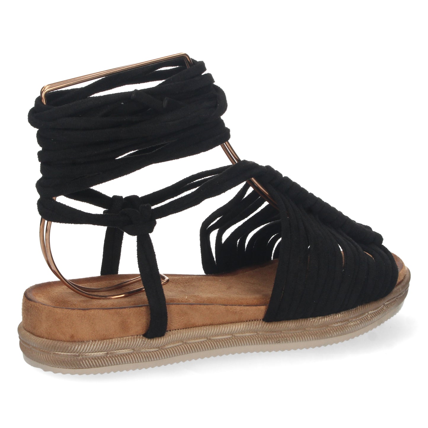 Sandalia tipo gladiadora de mujer, sandalias con cordones de mujer, sandalias planas, Sandalias planas de verano 2023 para mujer, sandalias de mujeres, descubre los cupones de Let's Secrets1AF-1666-Negro