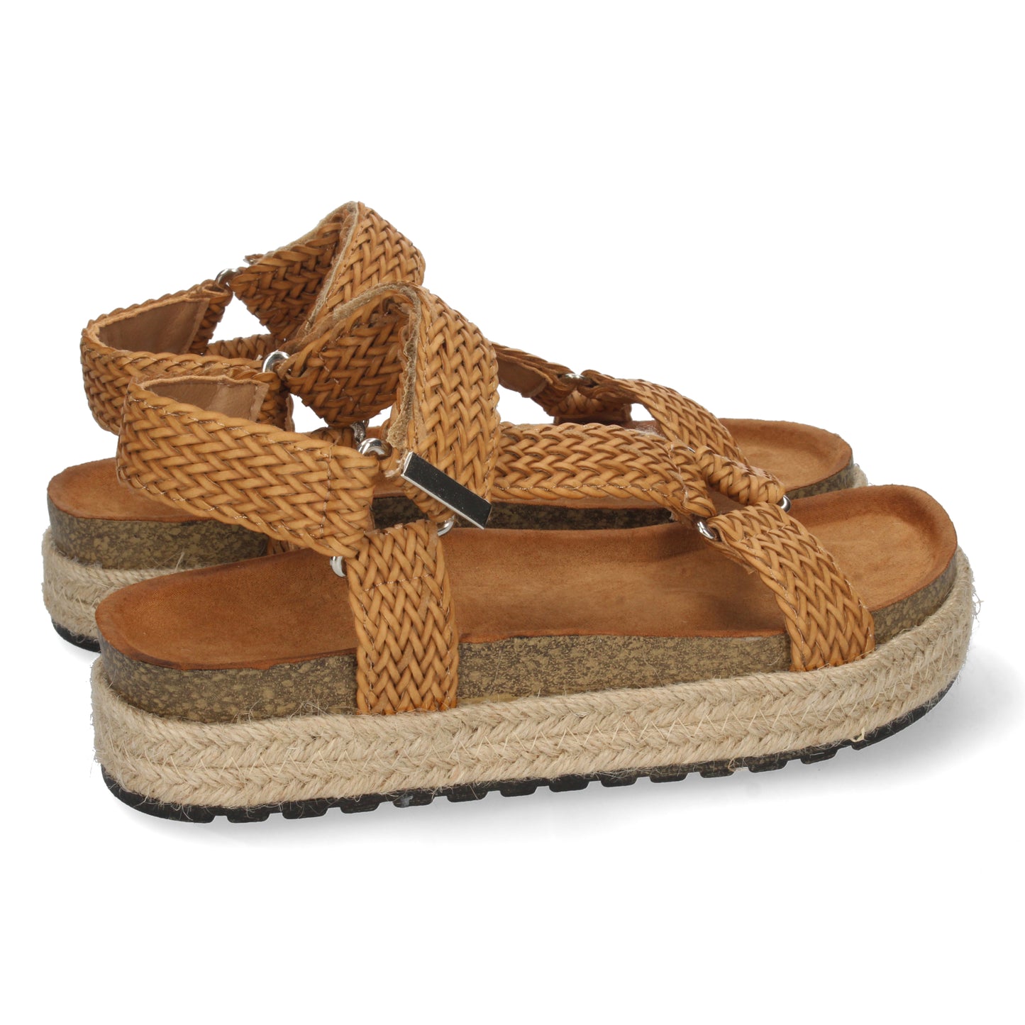 Sandalia Plana para Mujer Forrada de Yute Cómoda Planta Bio y Cierre de Velcro Primavera Verano