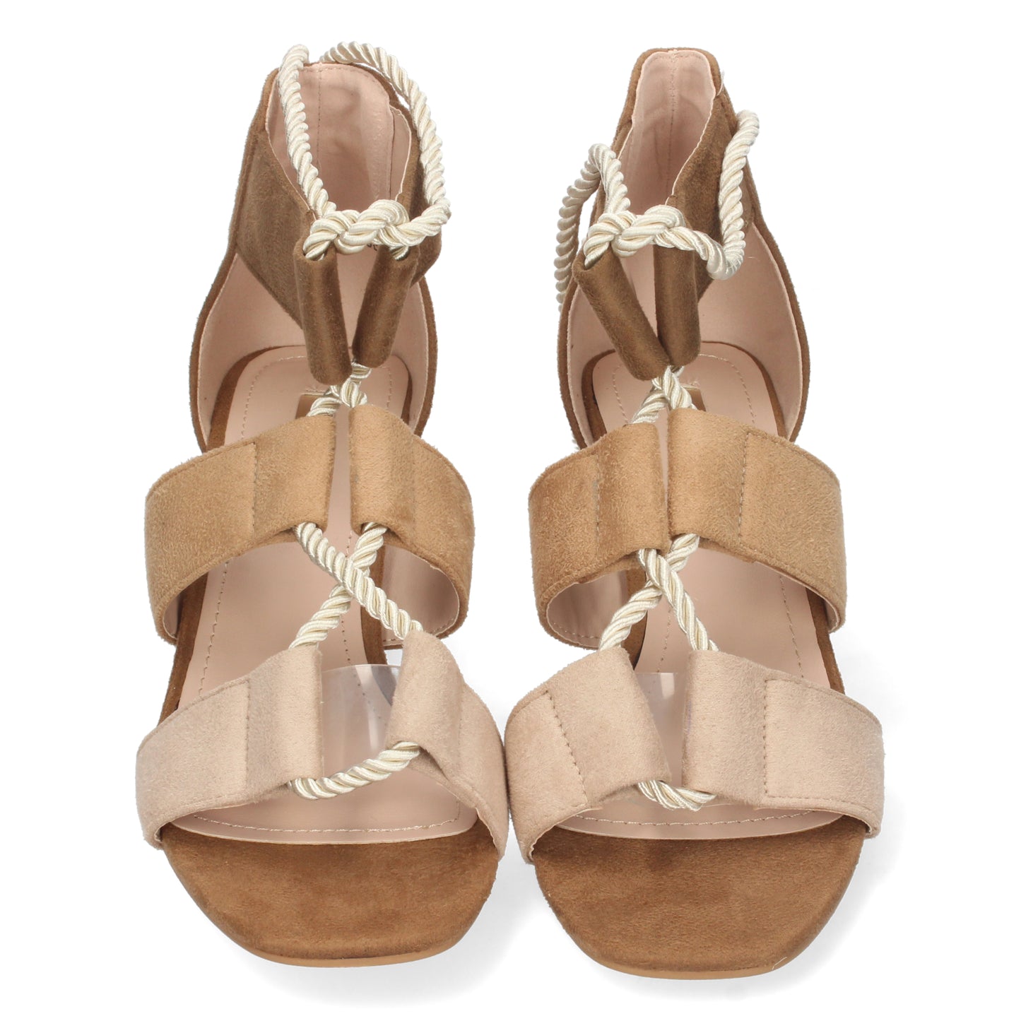 Sandalias con tacón de esparto, sandalias con tacón bajo, zapatos de tacón bajo, 1CE-0240-1CE-0240-Apricot
