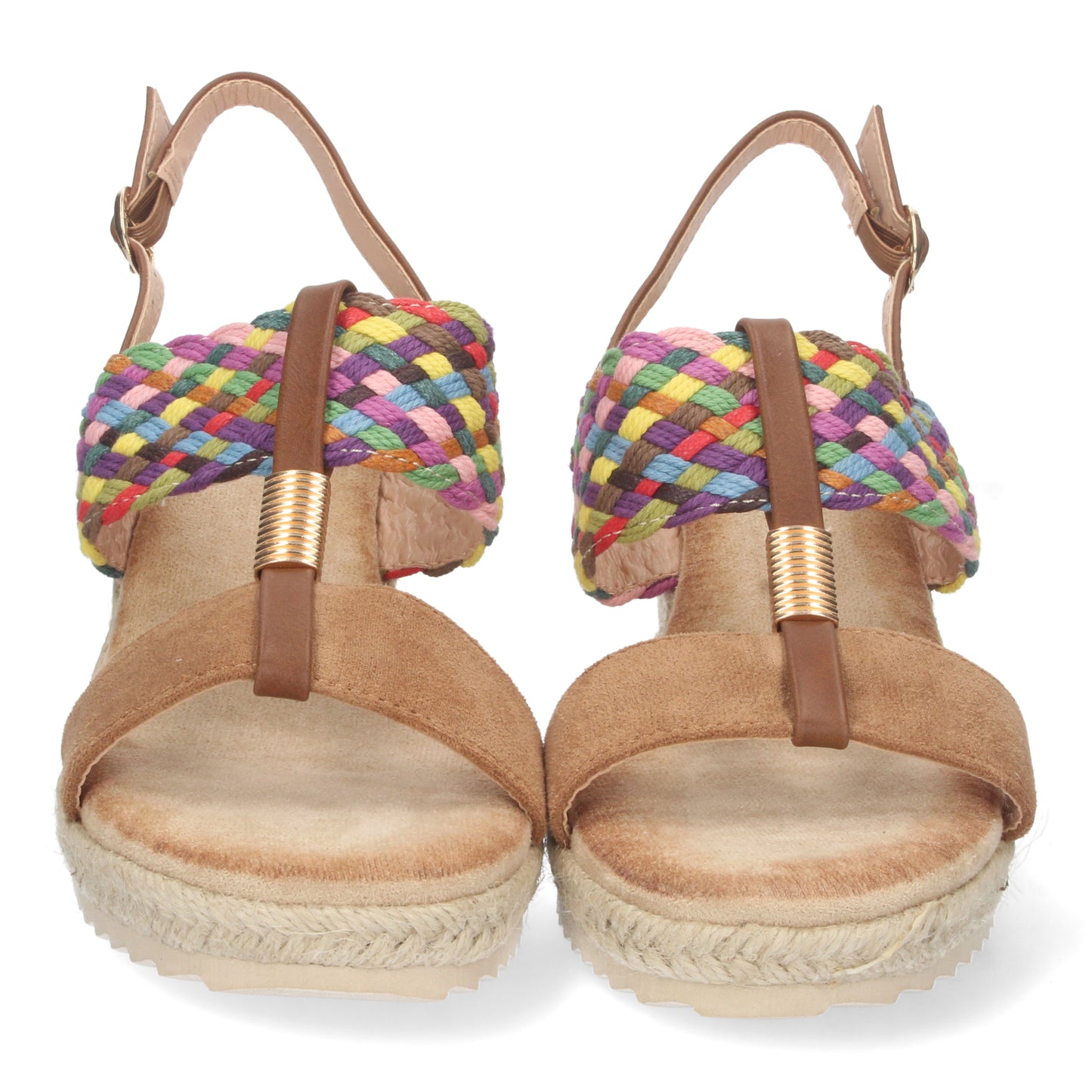 Sandalia de Cuña para Mujer Cómoda Forrada de Yute con Doble Pala y Cierre de Hebilla Primavera Verano