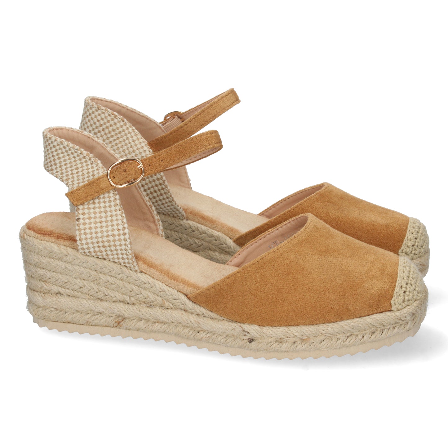 Sandalia de Cuña para Mujer Forrado de Yute Pala Cerrada y Cierre de Hebilla Primavera Verano