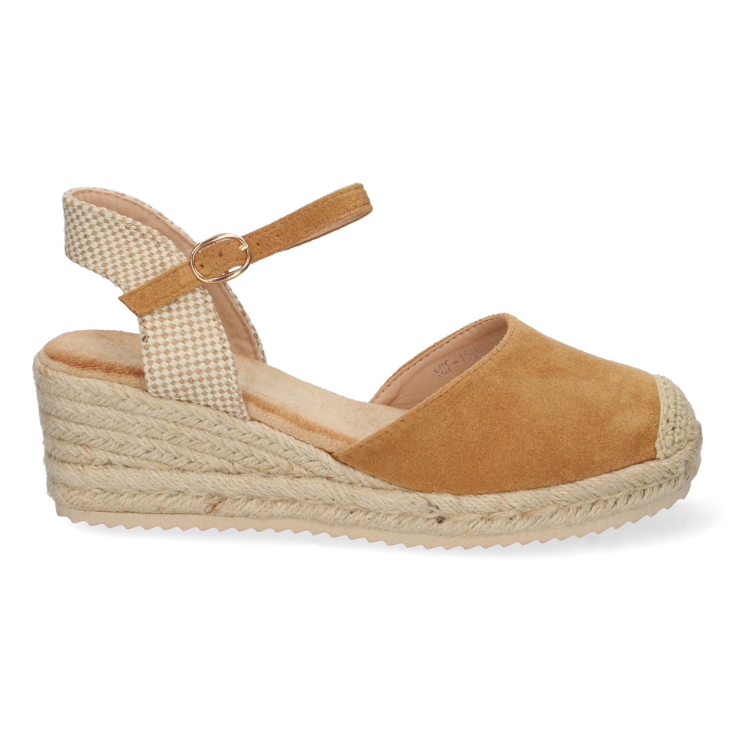 Sandalia de Cuña para Mujer Forrado de Yute Pala Cerrada y Cierre de Hebilla Primavera Verano