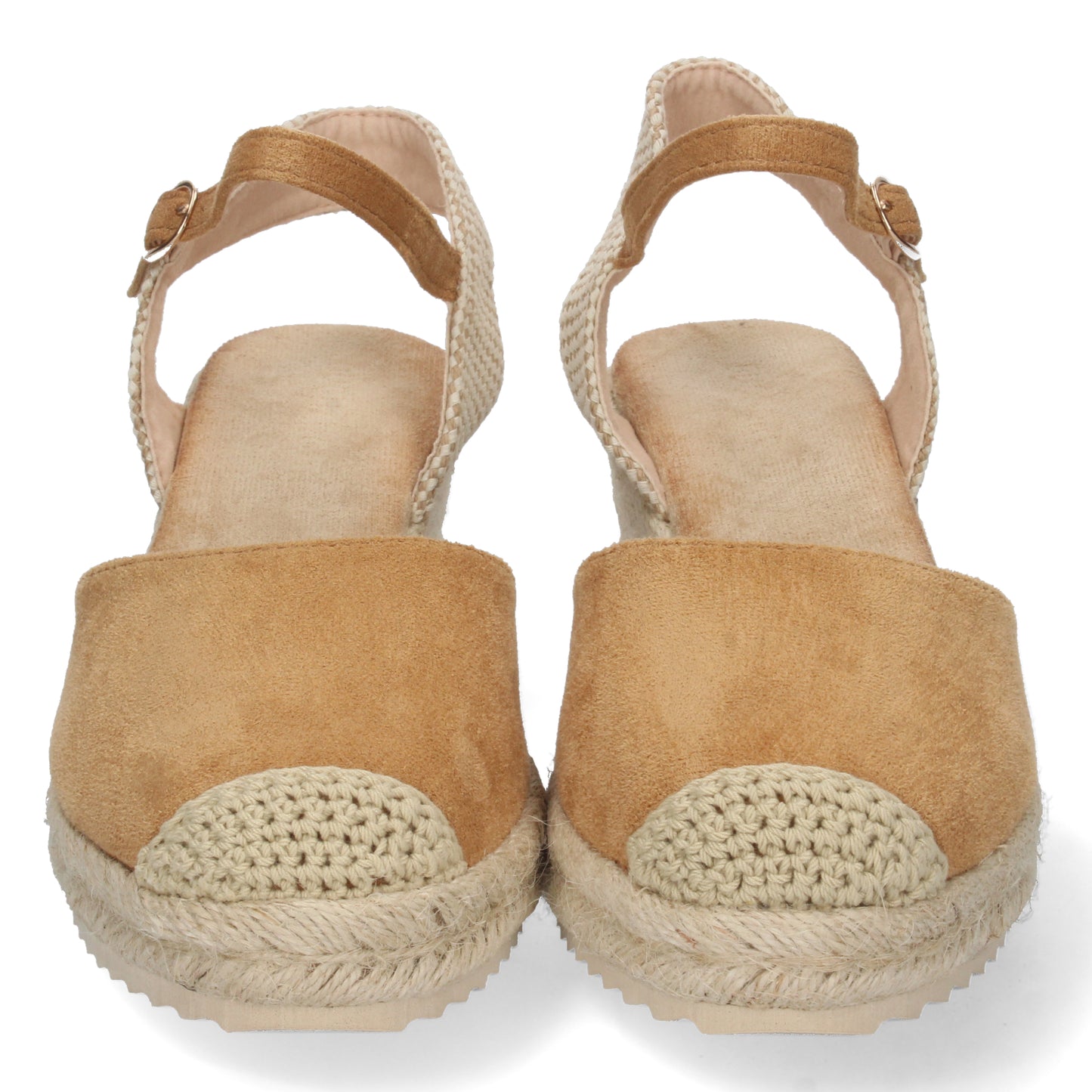 Sandalia de Cuña para Mujer Forrado de Yute Pala Cerrada y Cierre de Hebilla Primavera Verano