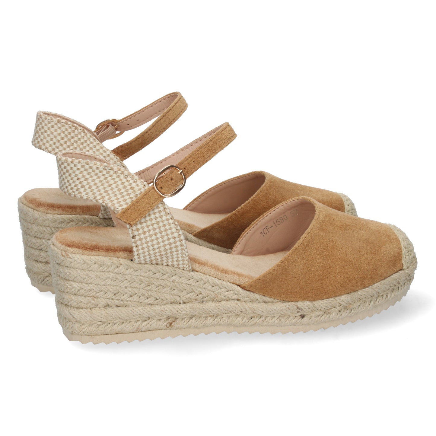 Sandalia de Cuña para Mujer Forrado de Yute Pala Cerrada y Cierre de Hebilla Primavera Verano