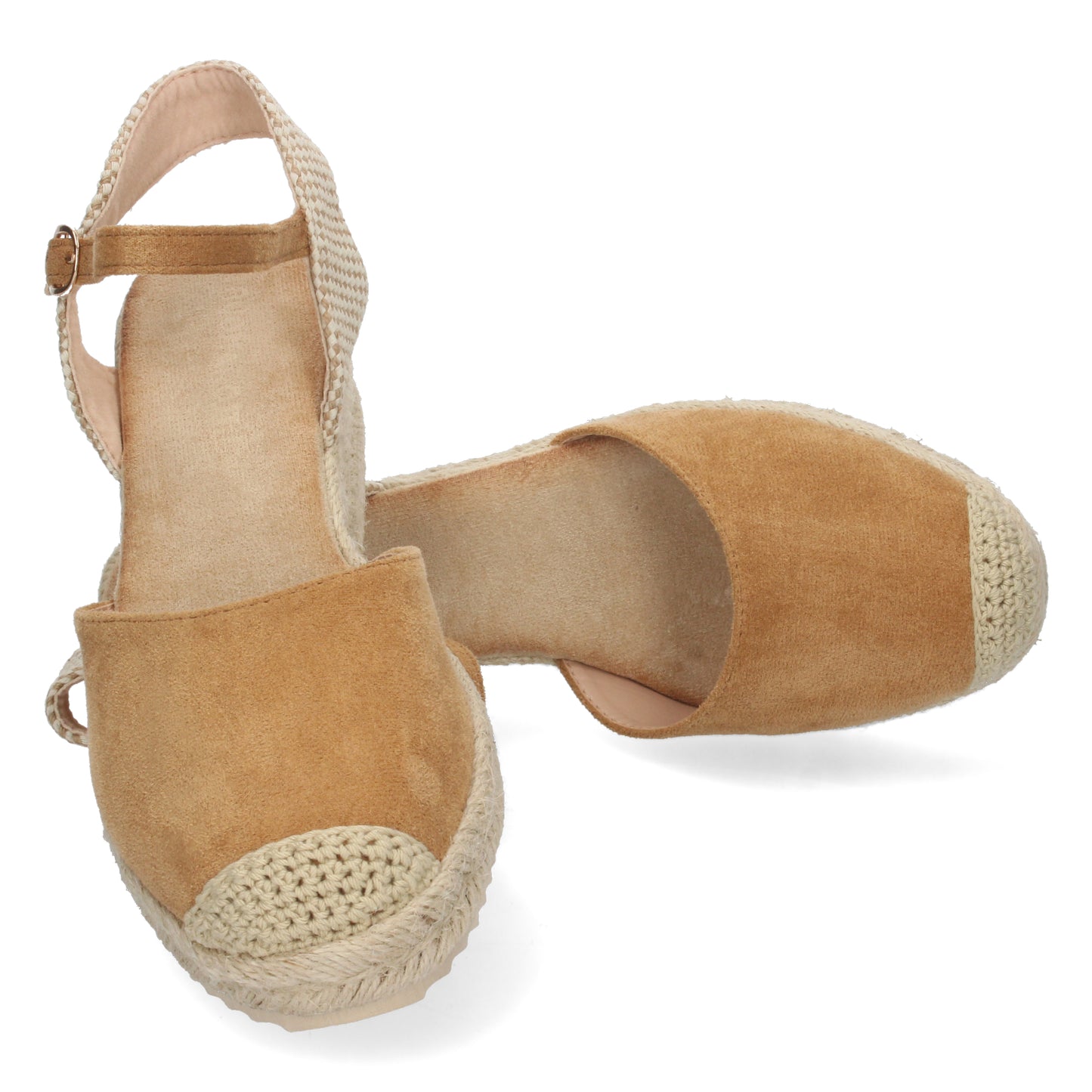 Sandalia de Cuña para Mujer Forrado de Yute Pala Cerrada y Cierre de Hebilla Primavera Verano