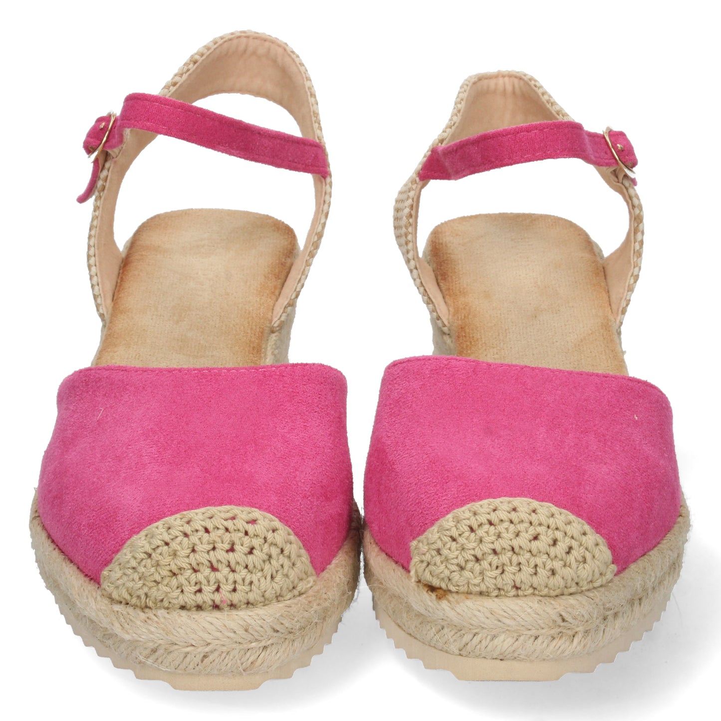 Sandalia de Cuña para Mujer Forrado de Yute Pala Cerrada y Cierre de Hebilla Primavera Verano