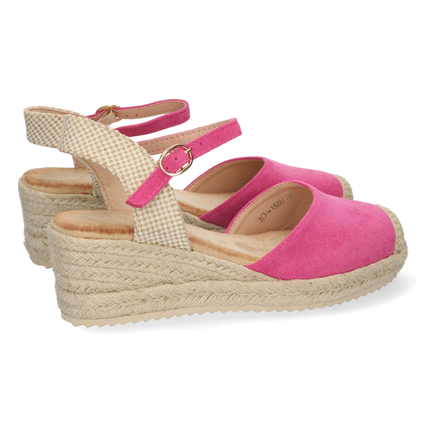 Sandalia de Cuña para Mujer Forrado de Yute Pala Cerrada y Cierre de Hebilla Primavera Verano