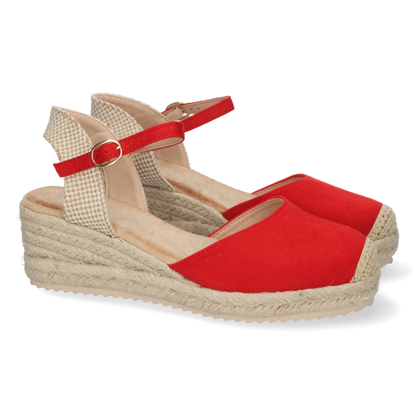 Sandalias tipo cuña, alpargatas con cuña, sandalias rojas, descubre los cupones de Let's Secrets1CF-1580-Rojo