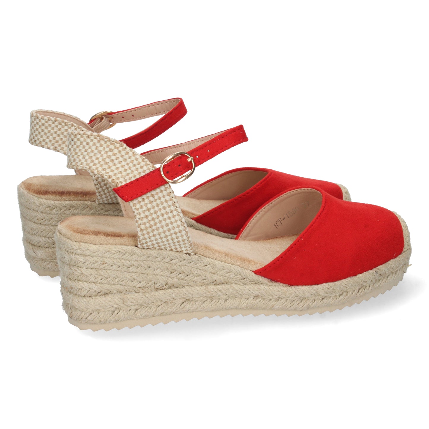 Sandalias tipo cuña, alpargatas con cuña, sandalias rojas, descubre los cupones de Let's Secrets1CF-1580-Rojo