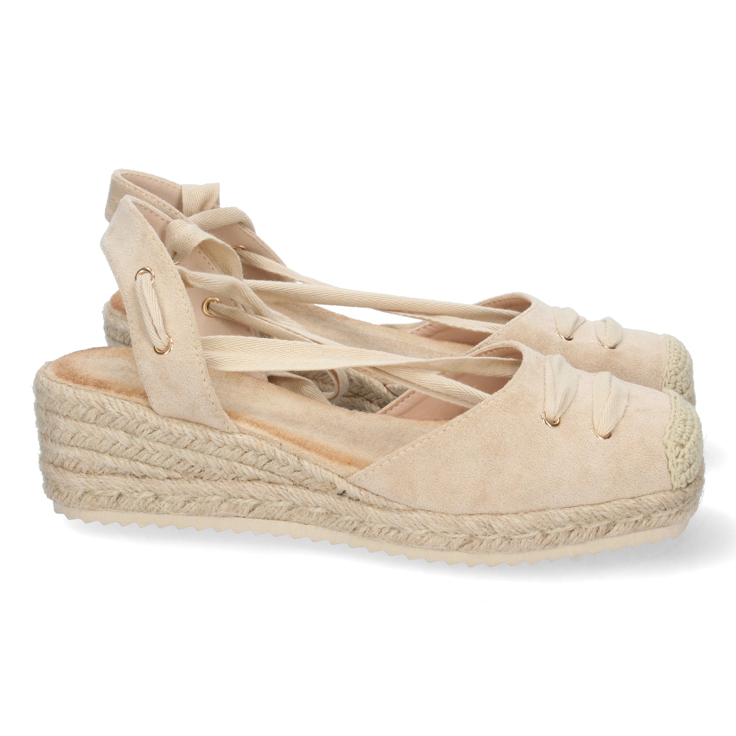 Sandalias de cuña, alpargatas de cuña, sandalias esparteras, sandalias tendencia verano 2023, consigue hasta un 20 % de descuento con los cupones de Let’s Secrets 1CF-1581-Beige