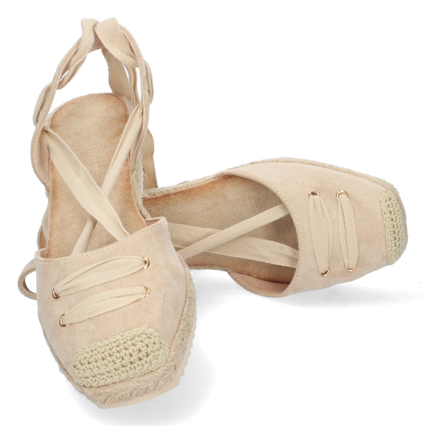 Sandalias de cuña, alpargatas de cuña, sandalias esparteras, sandalias tendencia verano 2023, consigue hasta un 20 % de descuento con los cupones de Let’s Secrets 1CF-1581-Beige