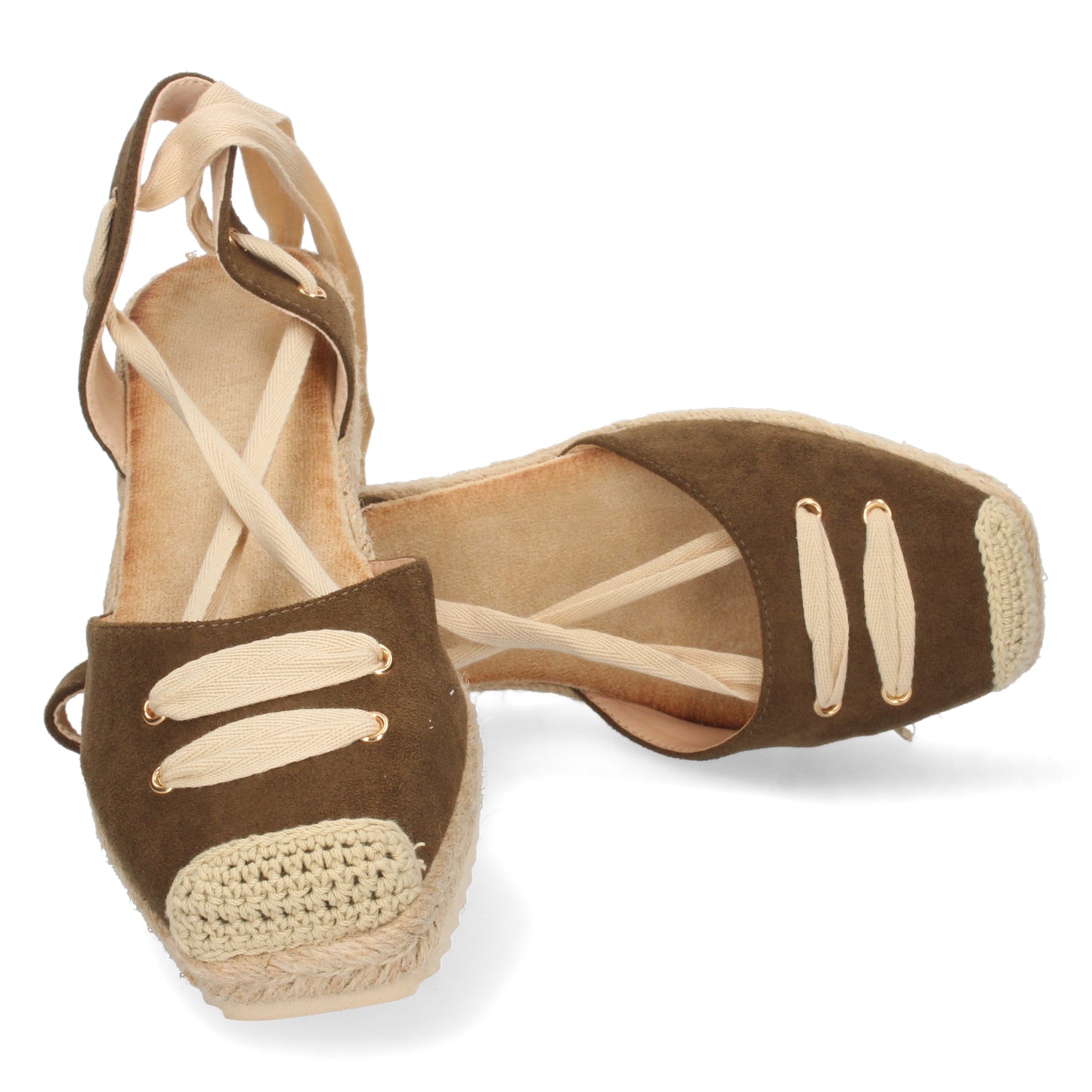 Alpargatas de mujer con un poco de cuña, alpargatas de mujer, sandalias para mujeres, sandalias casi planas para mujer, sandalias color kaki, temporada verano 2023 Let's Secrets1CF-1581-Kaki