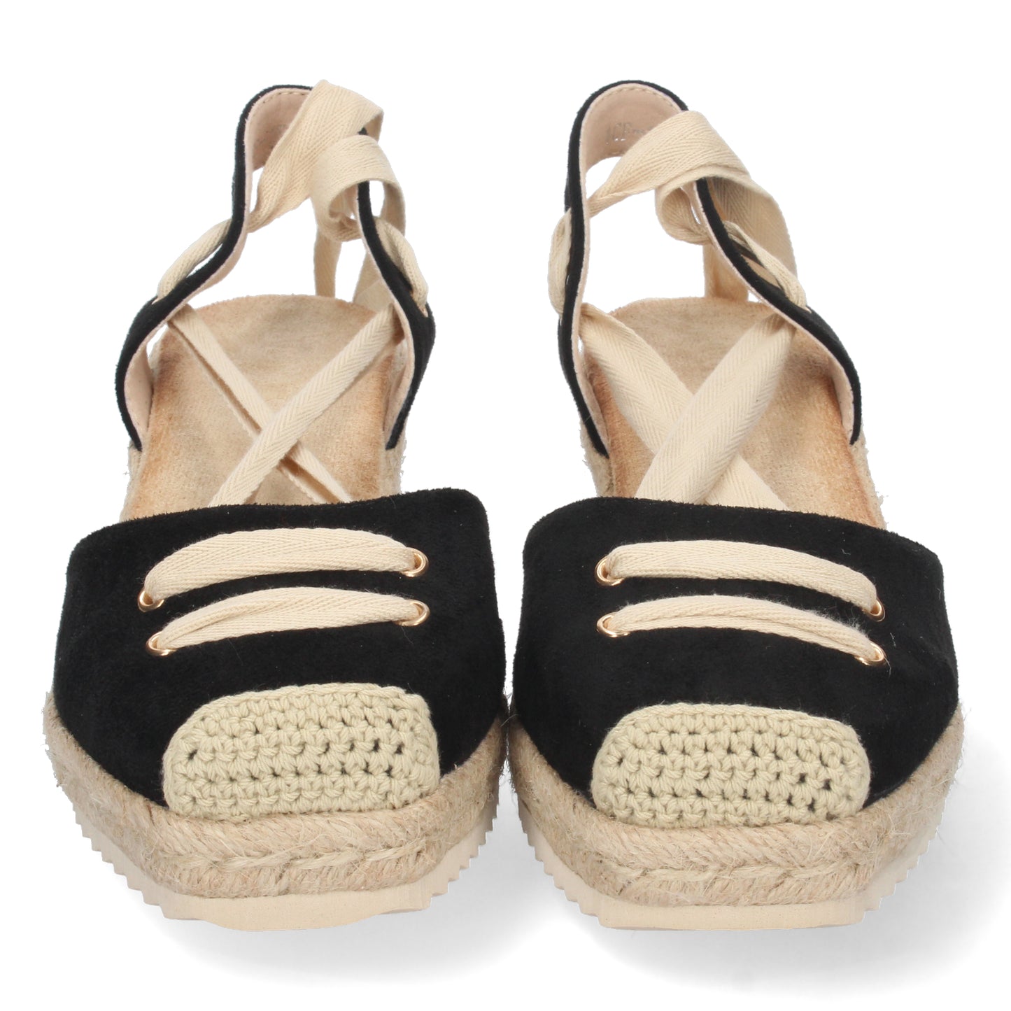 Sandalias de cuña bajita negras para mujer, sandalias de esparto tipo alpargatas, alpargatas de mujer, temporada verano 2023 de Let's Secrets 1CF-1581-Negro