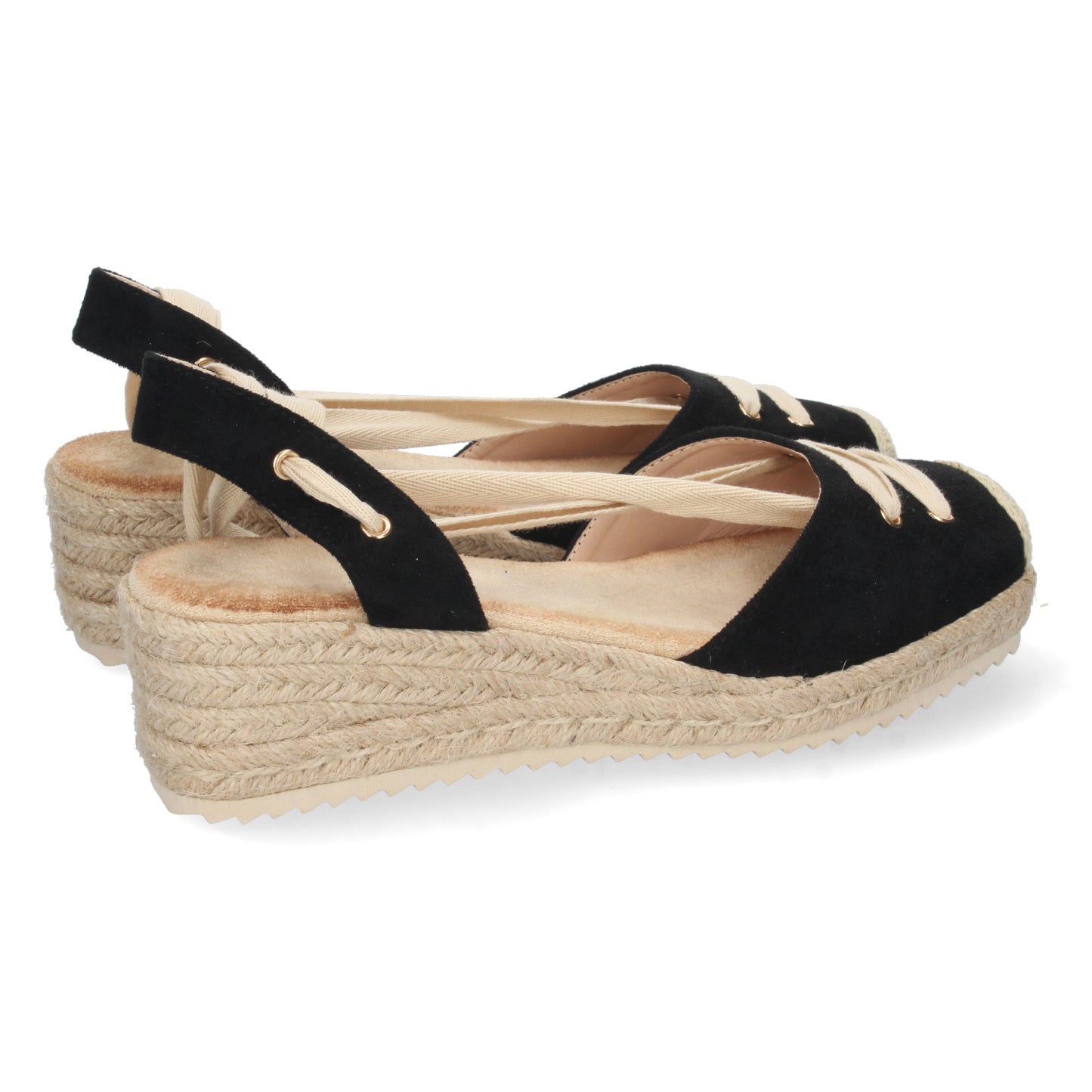 Sandalias de cuña bajita negras para mujer, sandalias de esparto tipo alpargatas, alpargatas de mujer, temporada verano 2023 de Let's Secrets 1CF-1581-Negro
