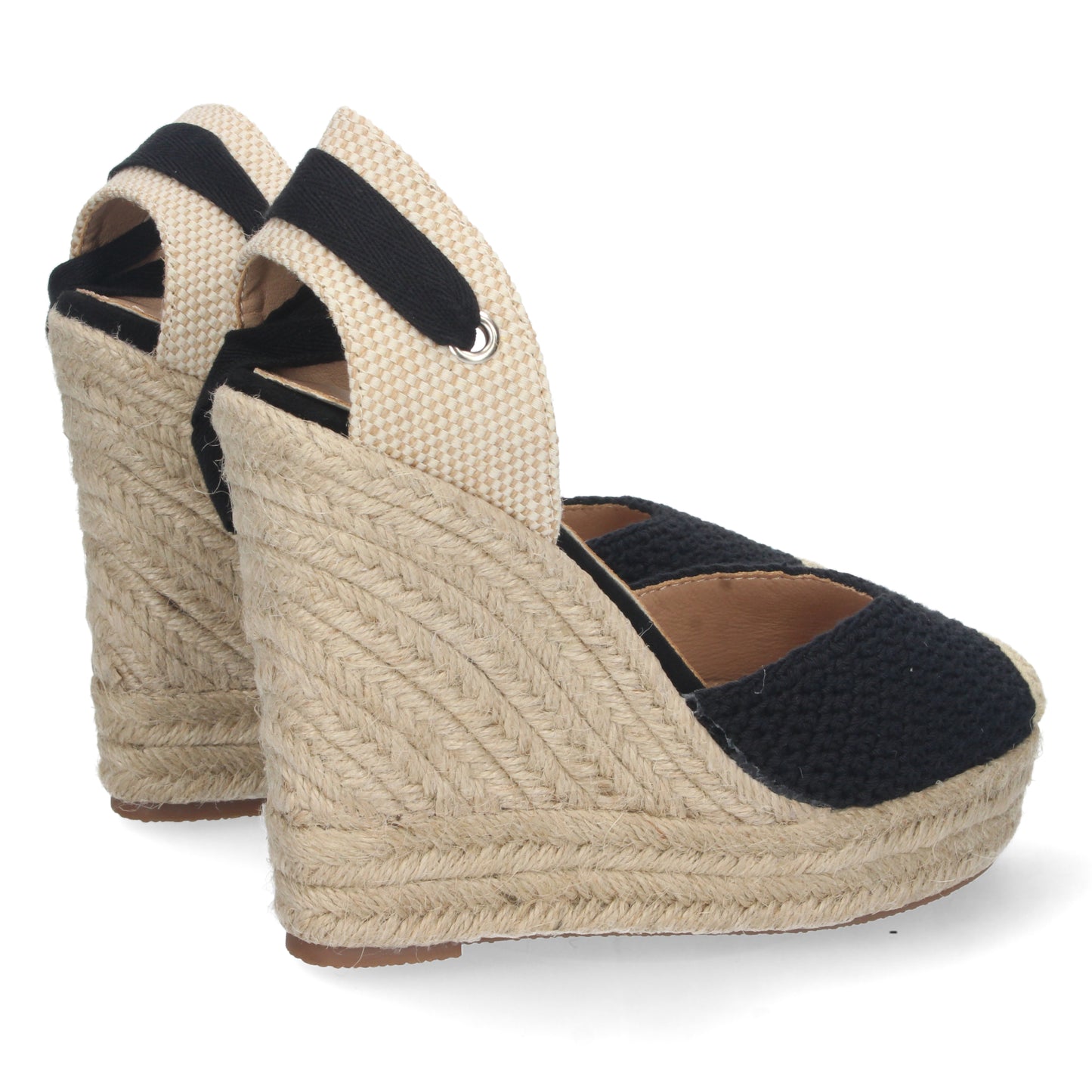 Sandalias de cuña alta para mujeres, sandalias negras, alpargatas negras, Sandalias planas de verano 2023 para mujer, sandalias de mujeres, descubre los cupones de Let's Secrets1JC-1644-Negro