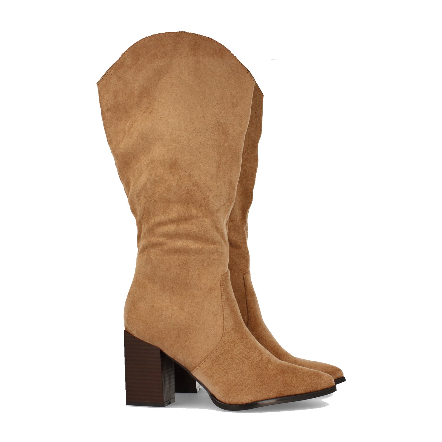 Bota de Mujer con Tacón Alto Cuadrado de Punta Fina Estampado Liso y Cierre de Cremallera Otoño Invierno