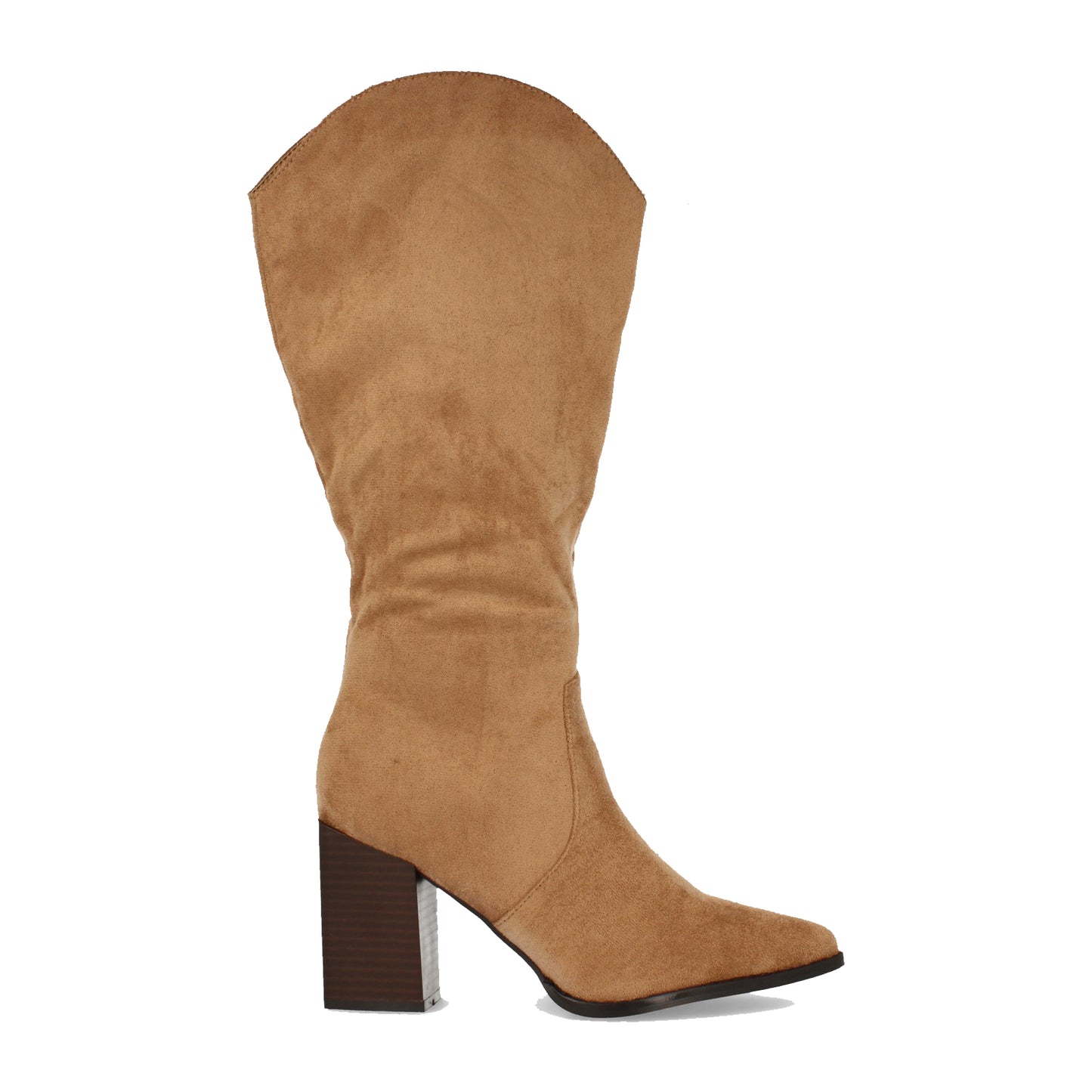 Bota de Mujer con Tacón Alto Cuadrado de Punta Fina Estampado Liso y Cierre de Cremallera Otoño Invierno