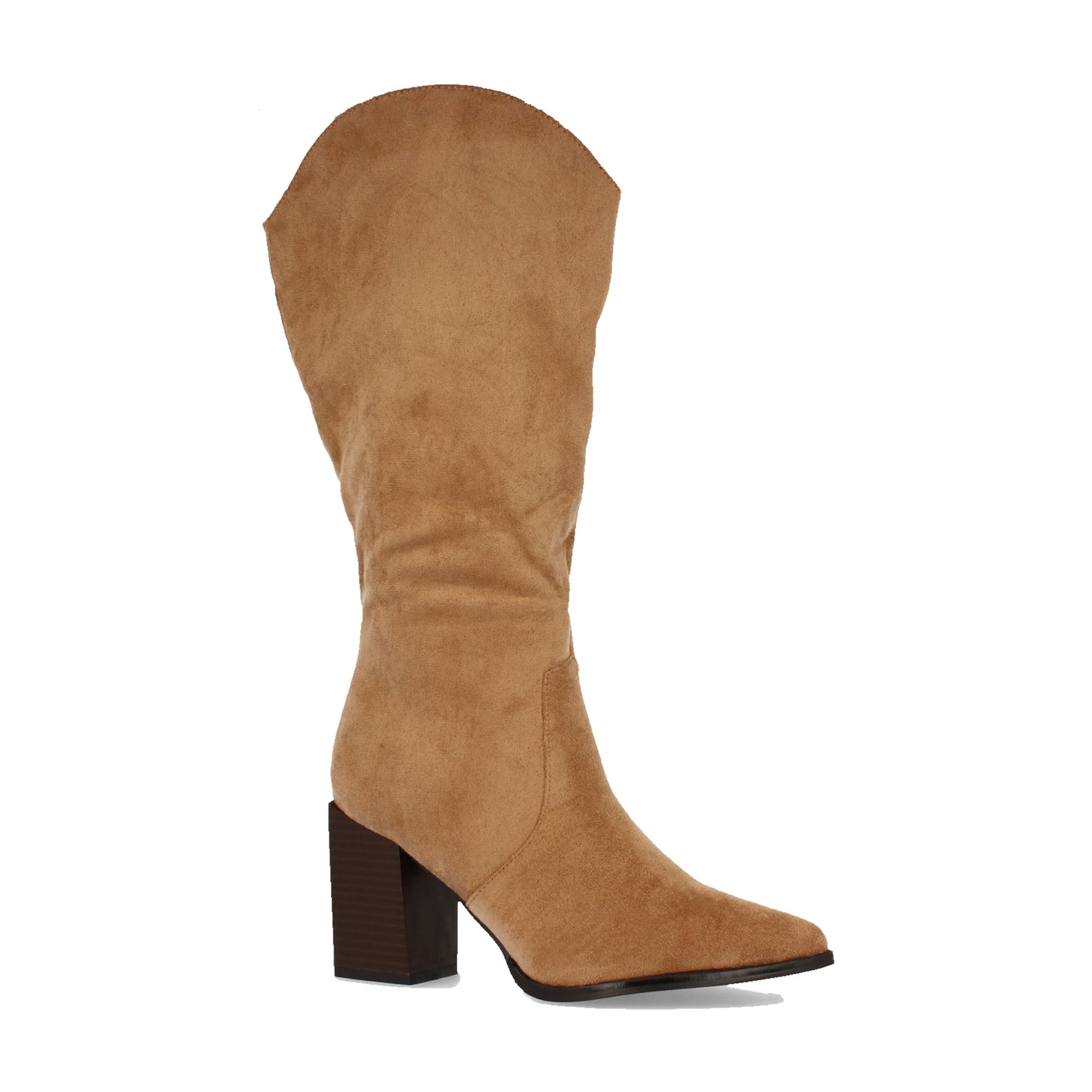 Bota de Mujer con Tacón Alto Cuadrado de Punta Fina Estampado Liso y Cierre de Cremallera Otoño Invierno