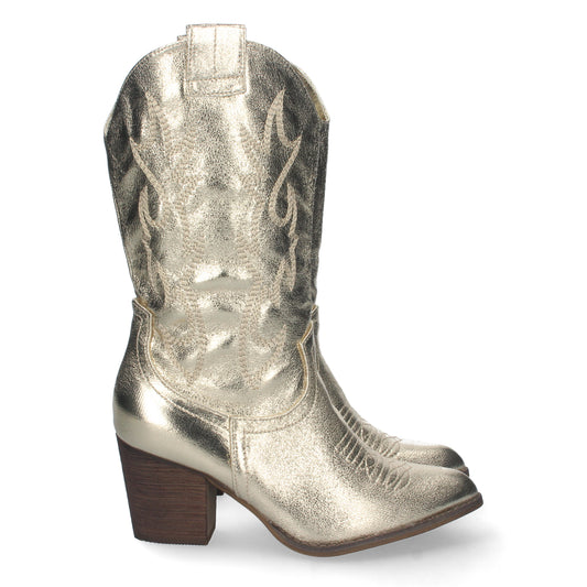 Bota Campera con Tacón Cómodas Bordado en Caña y Empeine Cierre de Cremallera Otoño Invierno