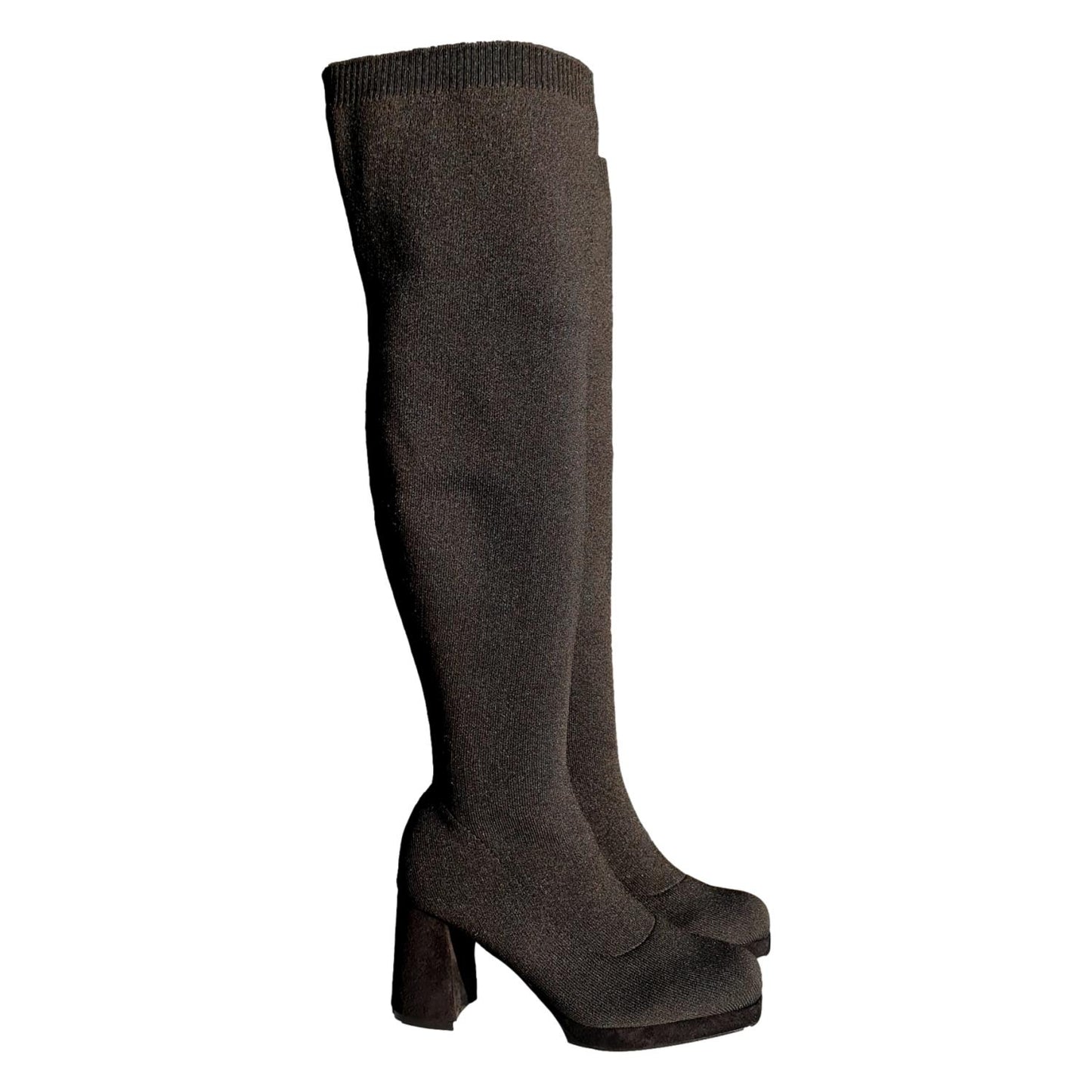 Bota de Tacón para Mujer Cómodos de Material Elástico y Ajustable Sin Cremallera Otoño Invierno