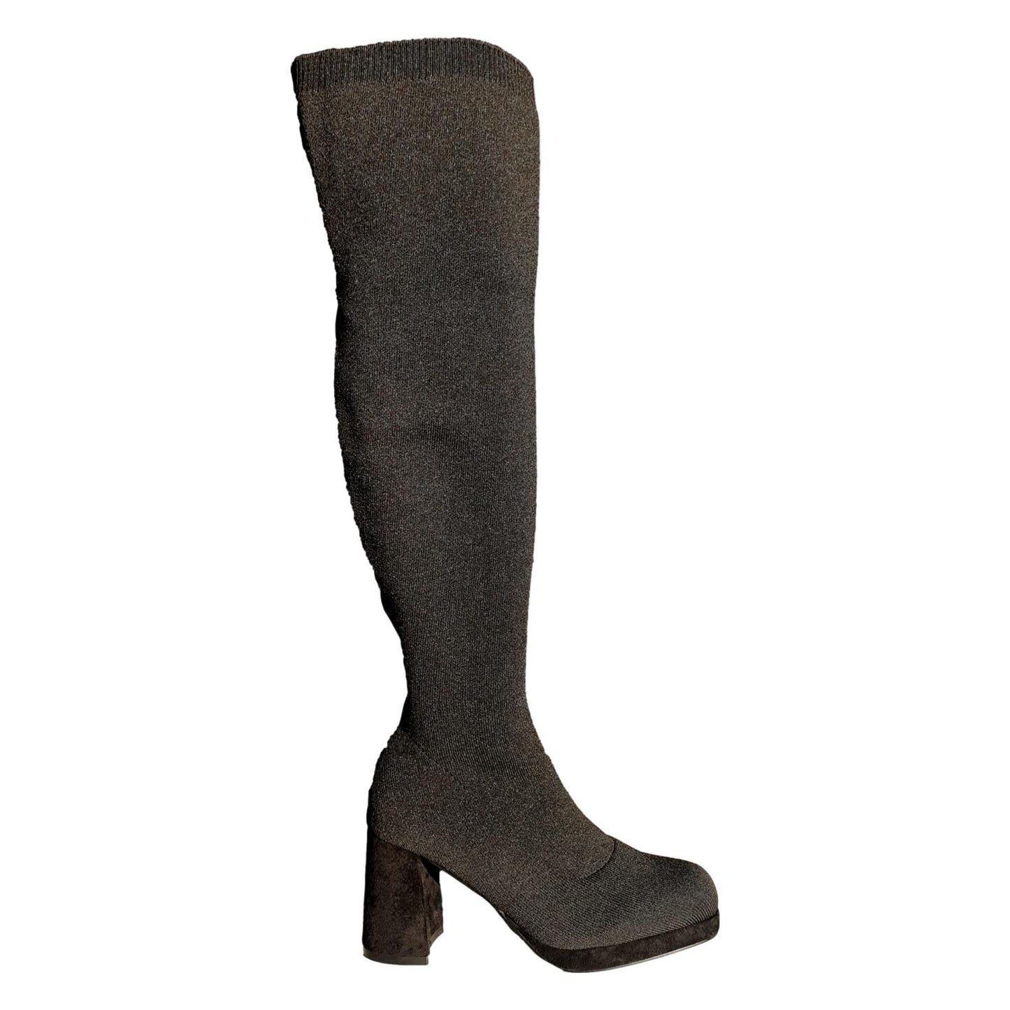 Bota de Tacón para Mujer Cómodos de Material Elástico y Ajustable Sin Cremallera Otoño Invierno