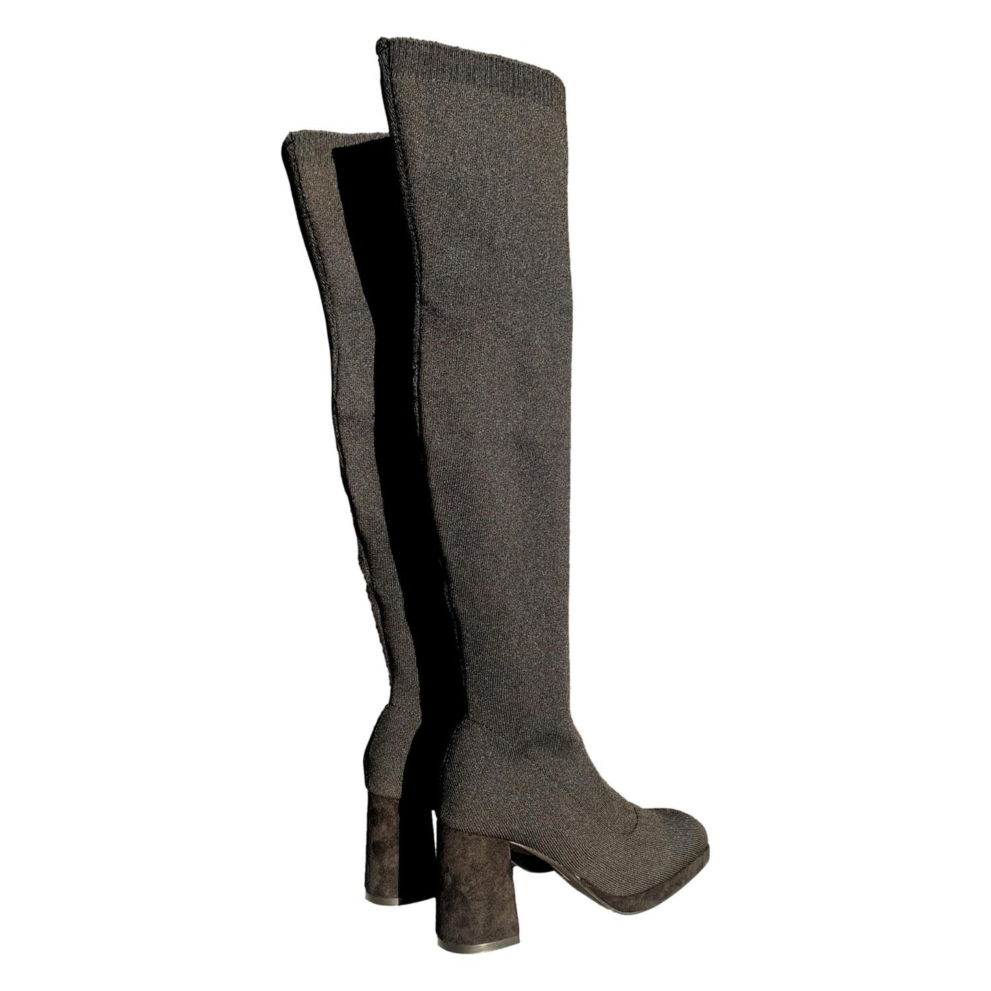 Bota de Tacón para Mujer Cómodos de Material Elástico y Ajustable Sin Cremallera Otoño Invierno
