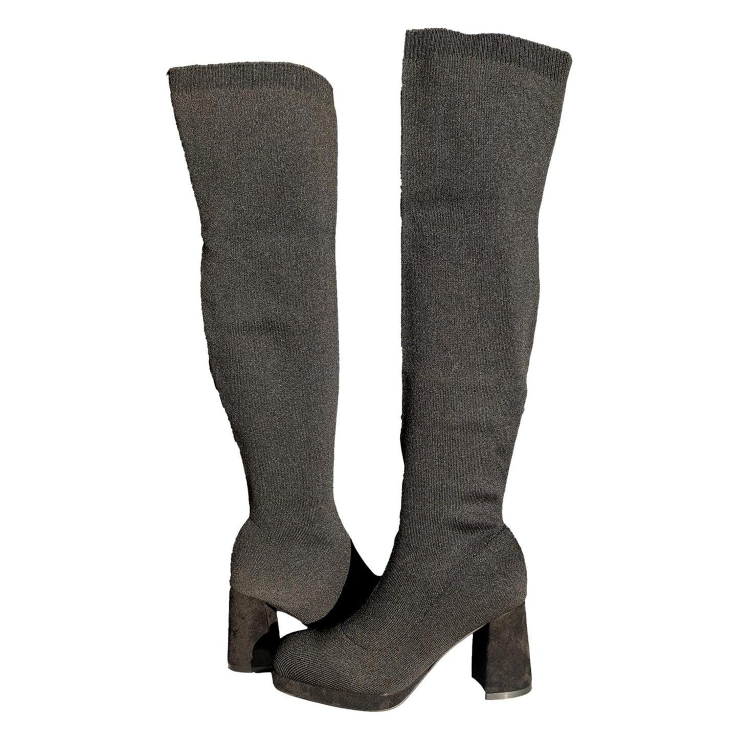 Bota de Tacón para Mujer Cómodos de Material Elástico y Ajustable Sin Cremallera Otoño Invierno