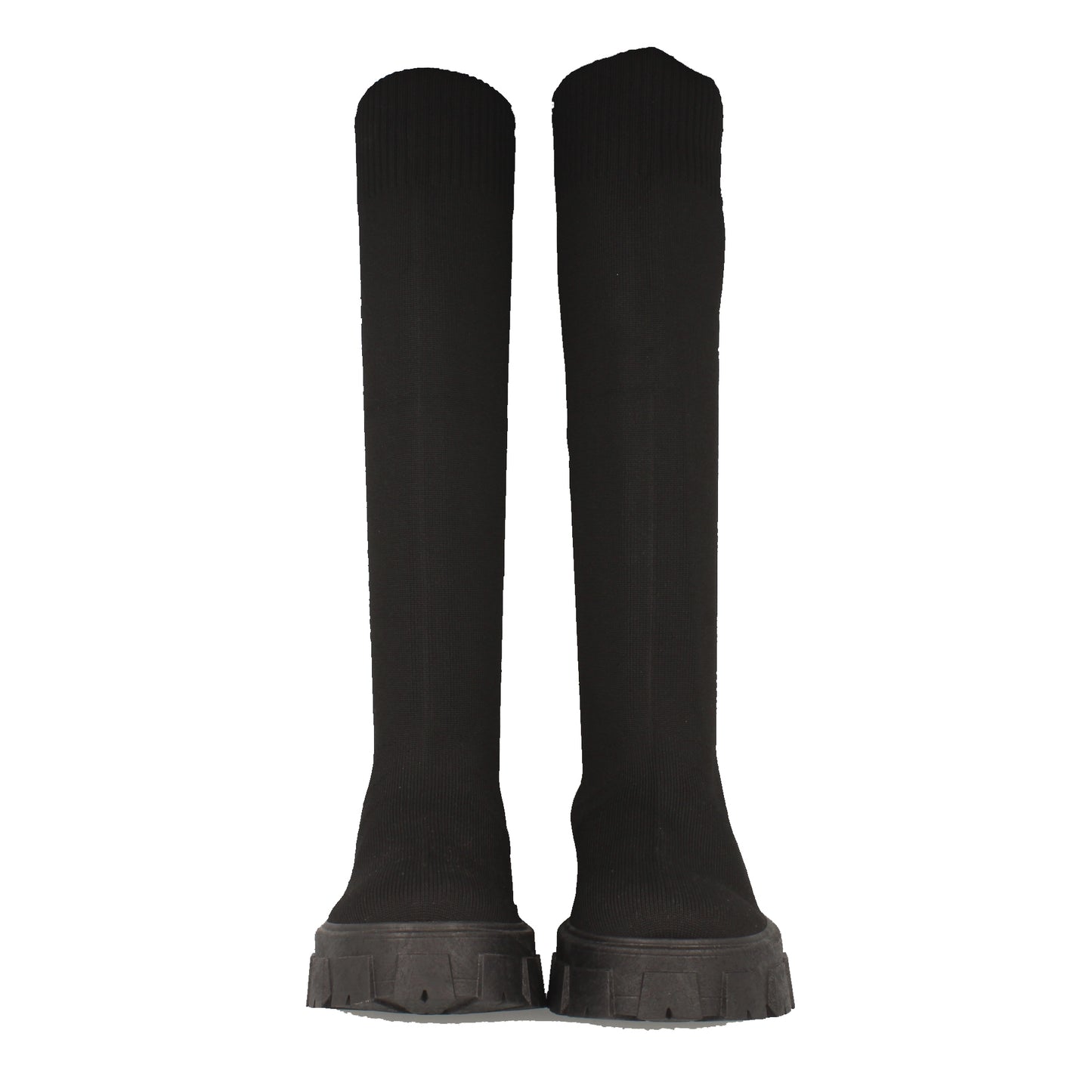 Bota de Mujer con Plataforma Suela Dentada Material Elástico y Cierre de Ajuste Otoño Invierno