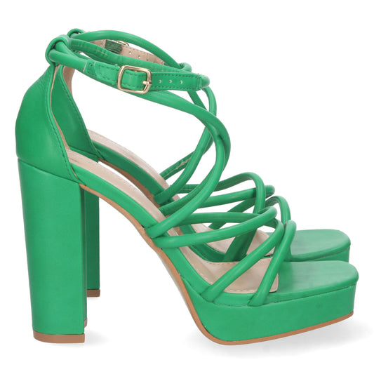 Zapatos de tacón alto, sandalias de tacón alto, zapatos de verano de tacón, descubre los cupones descuento de Let’s Secrets 2BL-2099-Verde