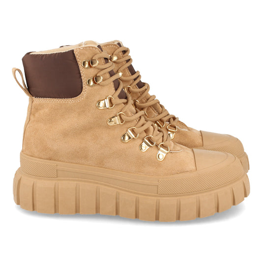 Zapatilla Abotinada para Mujer con Plataforma Cómodas y Cierre de Cordones Otoño Invierno