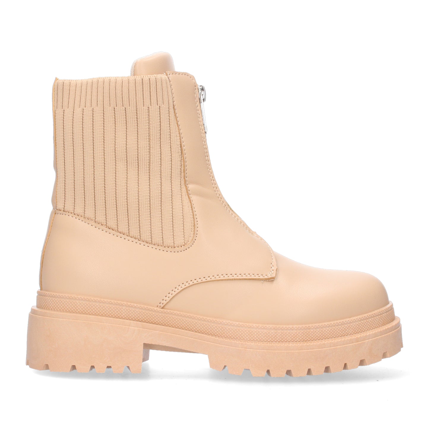 Botín cómodo para mujer material elástico en la caña y cerradura de cremallera.