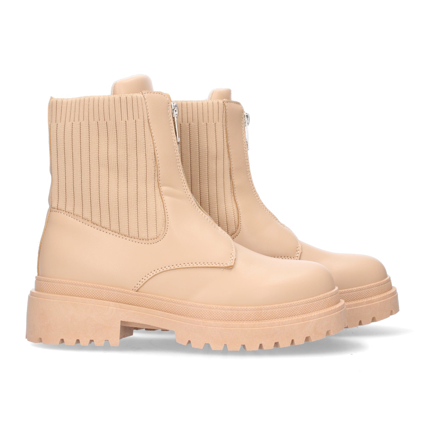 Botín cómodo para mujer material elástico en la caña y cerradura de cremallera.