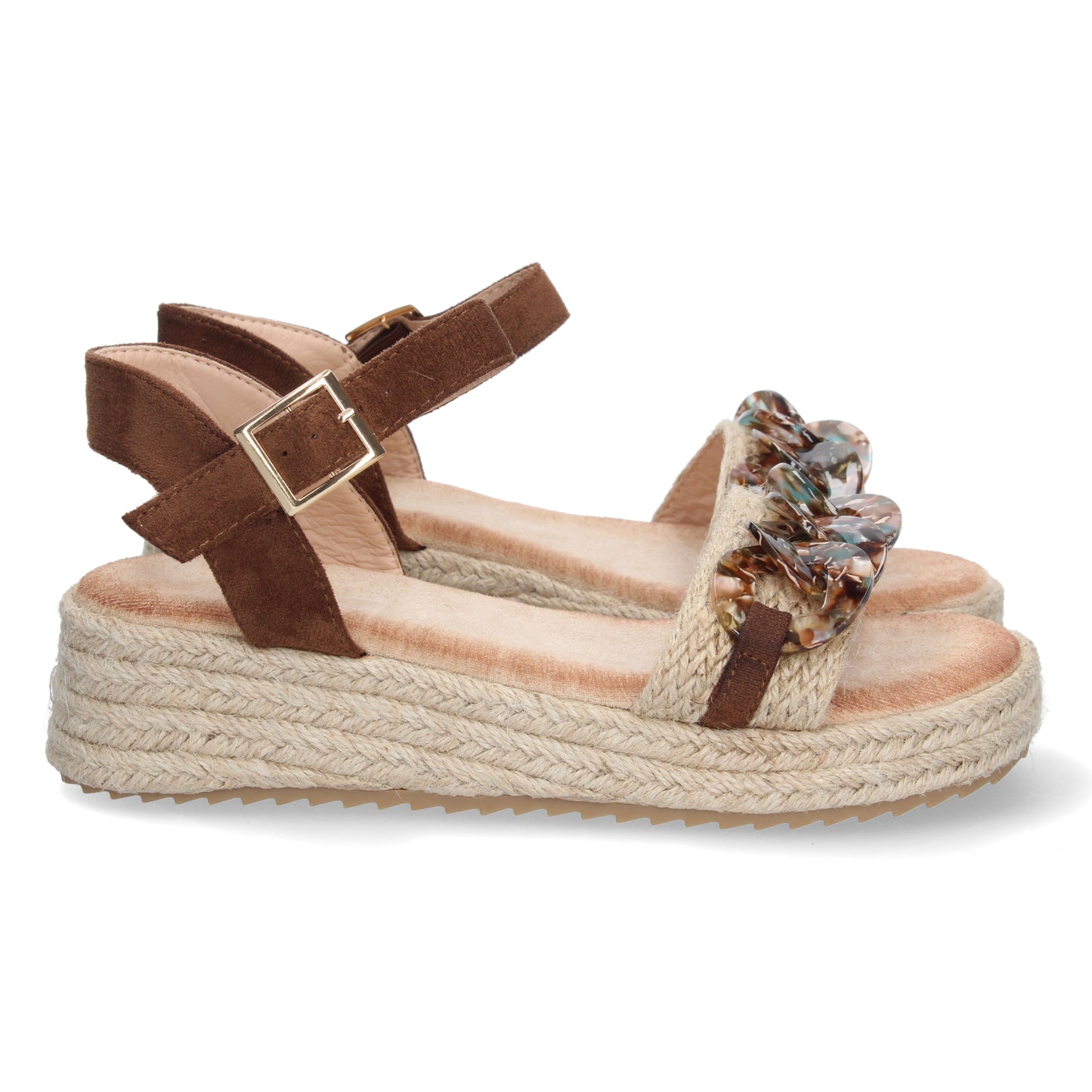 Sandalia suela de esparto, sandalias planas de mujer, sandalias atadas al tobillo, sandalias punta abierta, Sandalias planas de verano 2023 para mujer, sandalias de mujeres, descubre los cupones de Let's Secrets2CF-2148-Marron