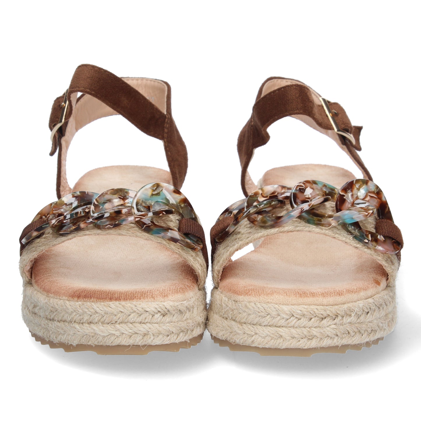 Sandalia suela de esparto, sandalias planas de mujer, sandalias atadas al tobillo, sandalias punta abierta, Sandalias planas de verano 2023 para mujer, sandalias de mujeres, descubre los cupones de Let's Secrets2CF-2148-Marron