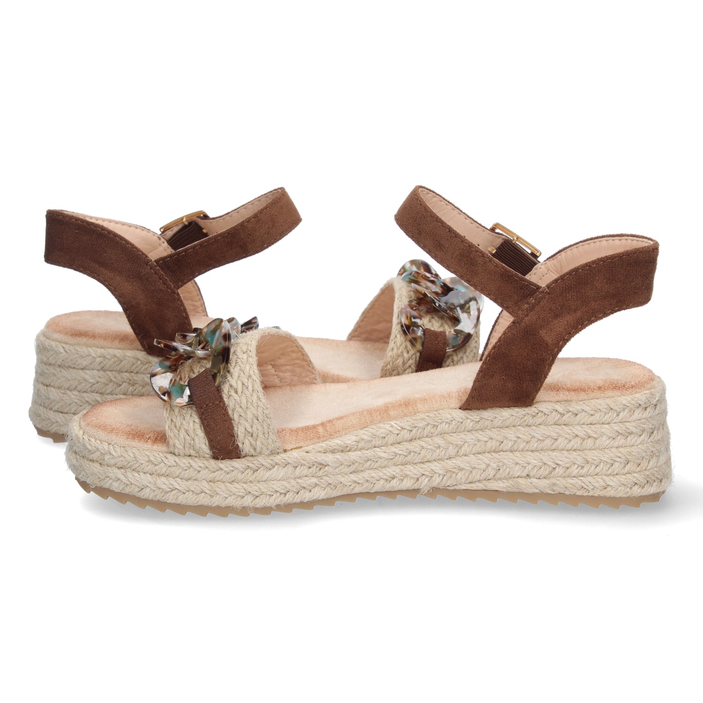 Sandalia suela de esparto, sandalias planas de mujer, sandalias atadas al tobillo, sandalias punta abierta, Sandalias planas de verano 2023 para mujer, sandalias de mujeres, descubre los cupones de Let's Secrets2CF-2148-Marron