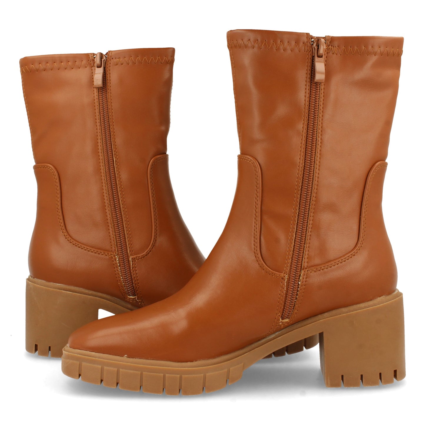 Botín de Tacón para Mujer Cómodo con Estampado Liso y Cierre de Cremallera Otoño Invierno