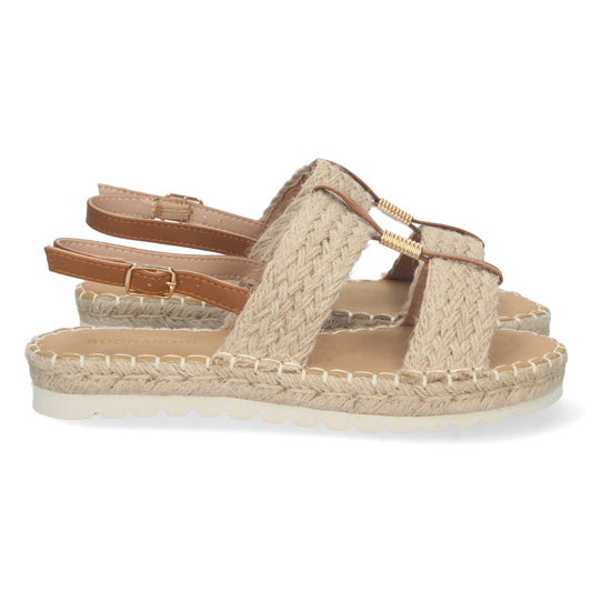 Sandalias planas tipo esparteras, alpargatas planas, esparteras planas, sandalias tendencia verano 2023, descubre los cupones descuento de Let’s Secrets 2FB-2181-Apricot