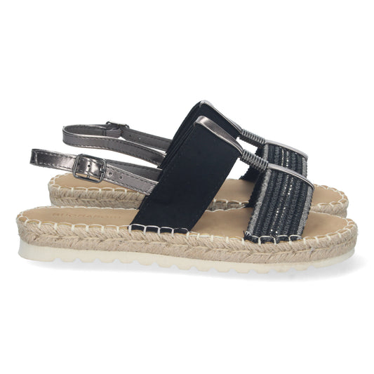 Sandalias planas tipo esparteras, alpargatas planas, esparteras planas, sandalias tendencia verano 2023, descubre los cupones descuento de Let’s Secrets 2FB-2182-Negro