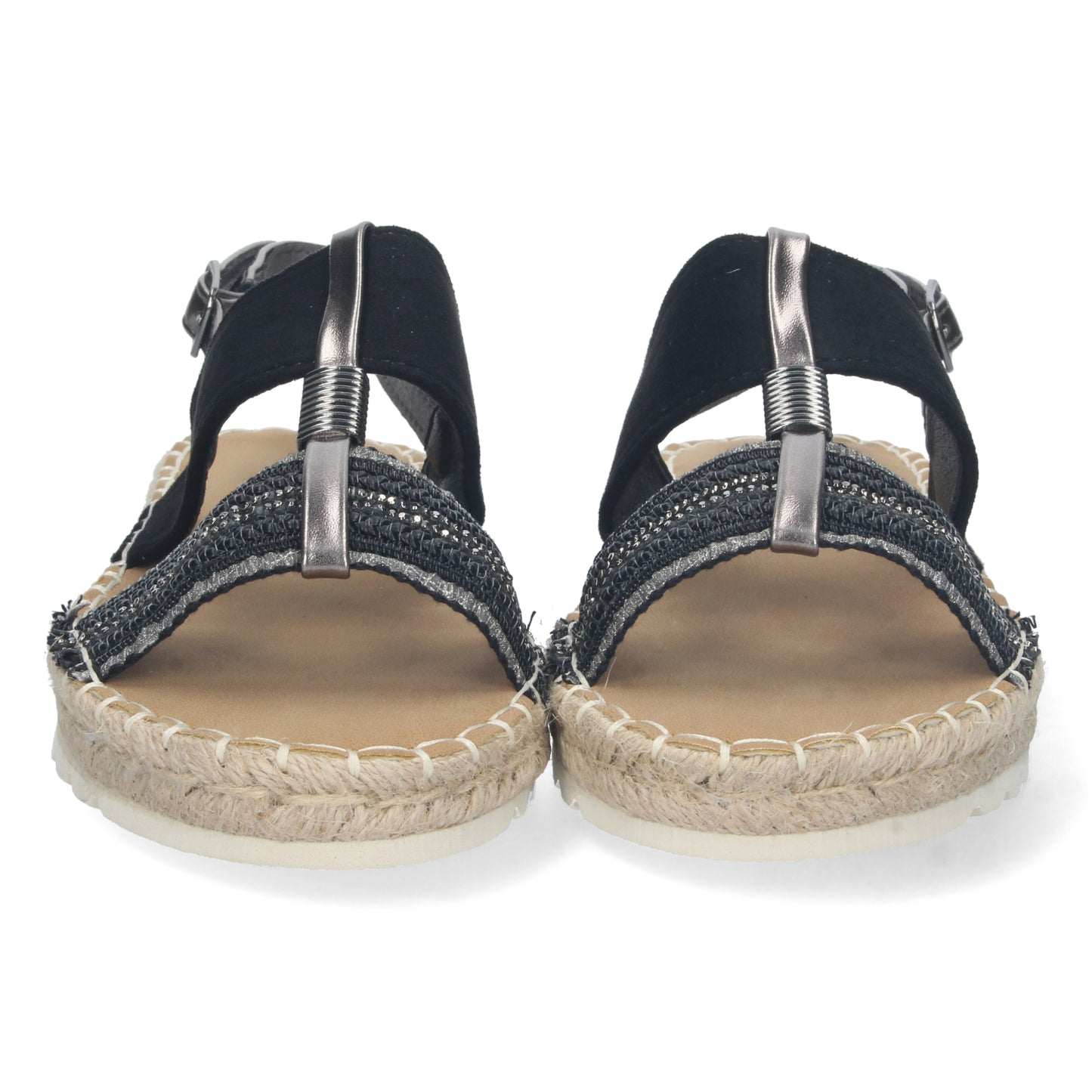 Sandalias planas tipo esparteras, alpargatas planas, esparteras planas, sandalias tendencia verano 2023, descubre los cupones descuento de Let’s Secrets 2FB-2182-Negro